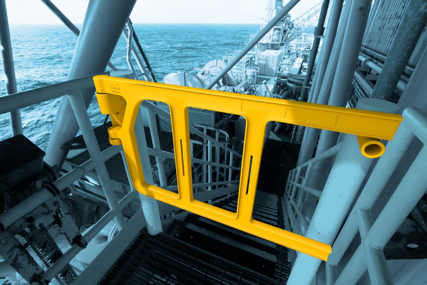 Self closing safety gate for ladder access in the workplace