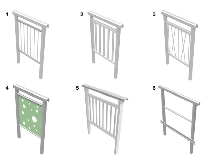 Fiberline Modular GRP Handrail Standard Design Types