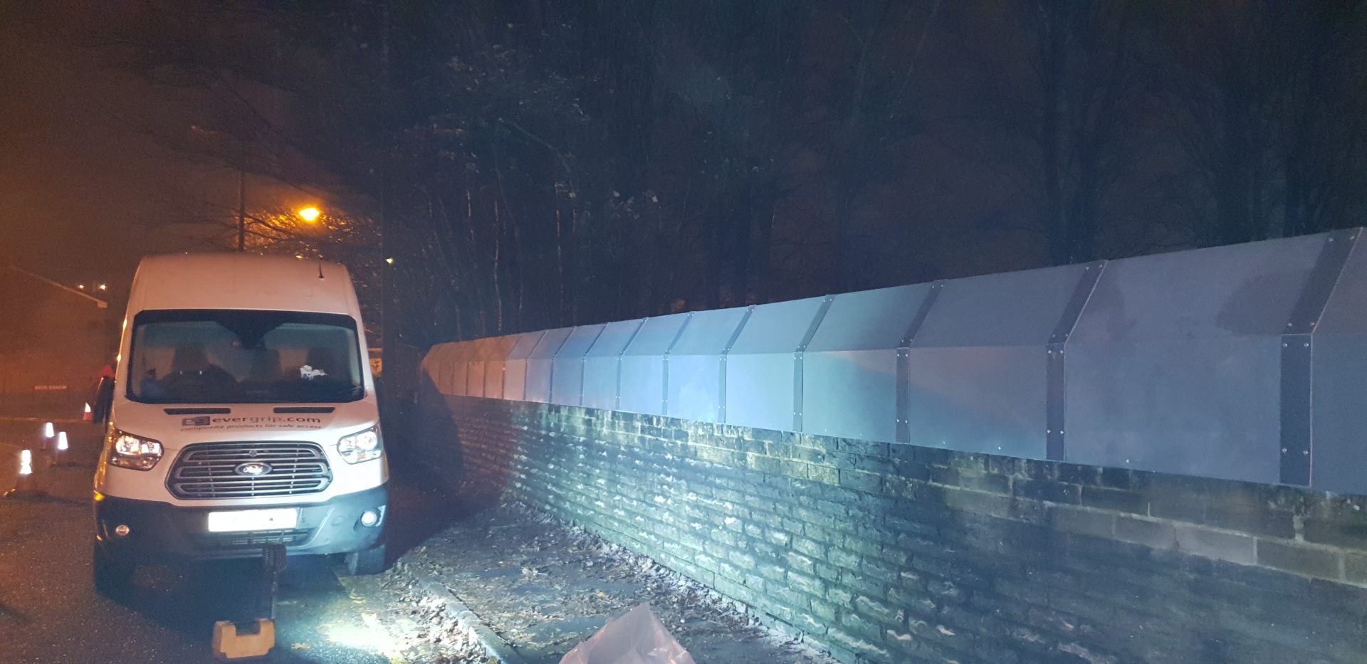 GRP Bridge parapet extensions night installation