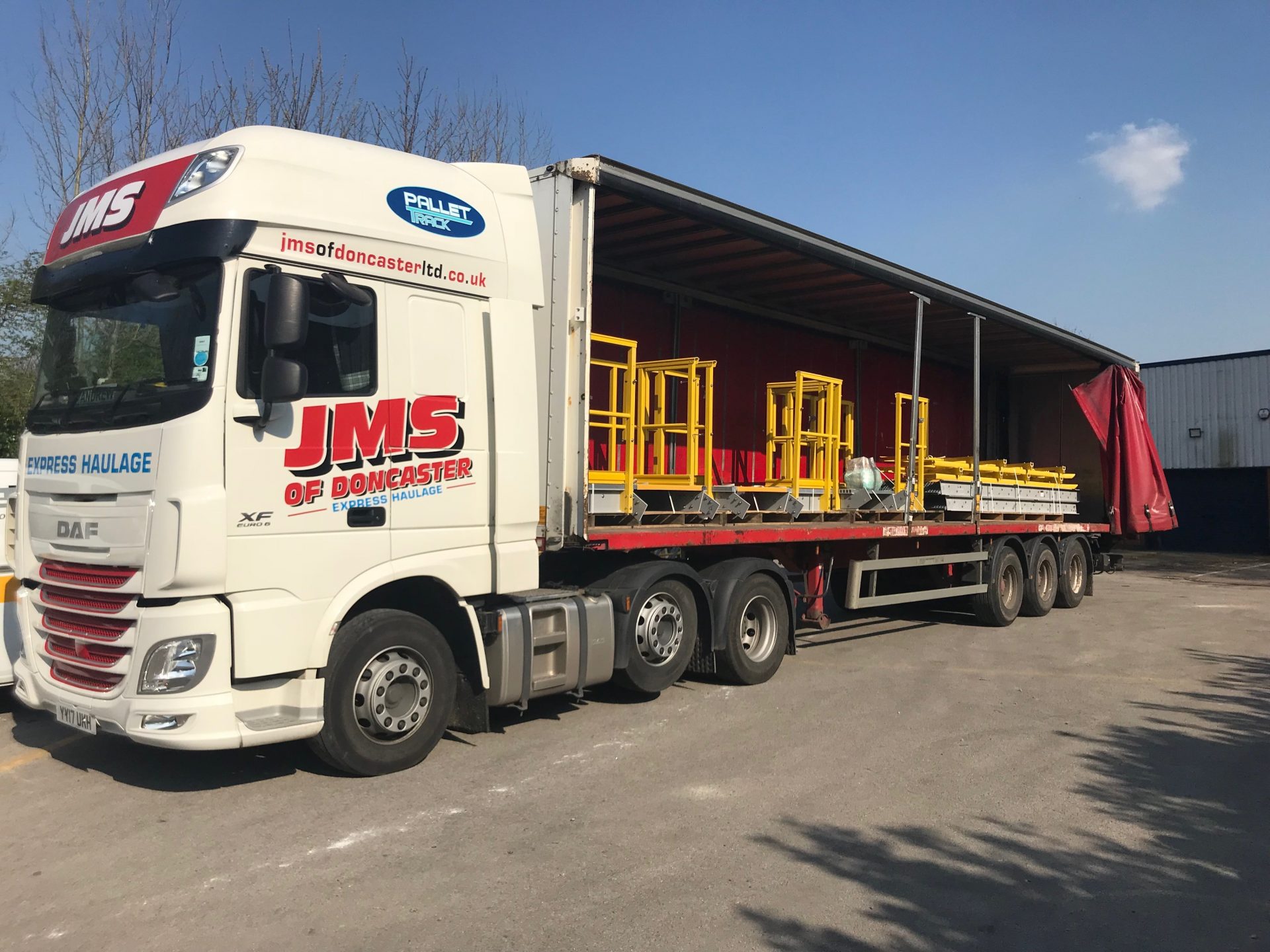 GRP Embankment staircase kit loaded for delivery and reassembly