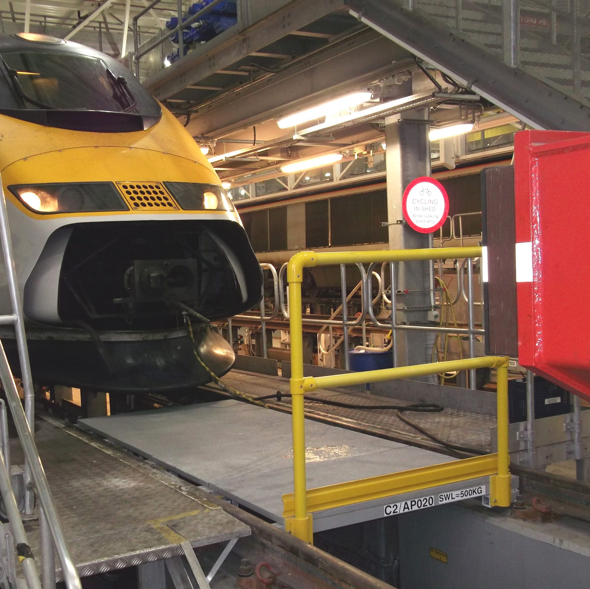 Train care depot GRP inspection pit cover board with handrail