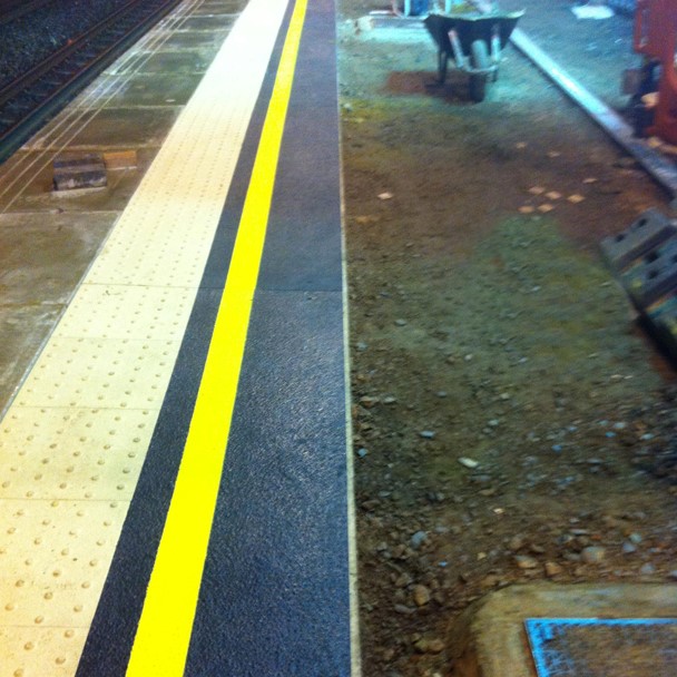 Blister Platform Edge Off Street Tactile Paving & GRP Anti-slip At Railway Station Platform